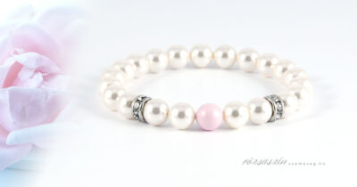 pasztell rózsaszín álmok nemesacél ásvány karkötő