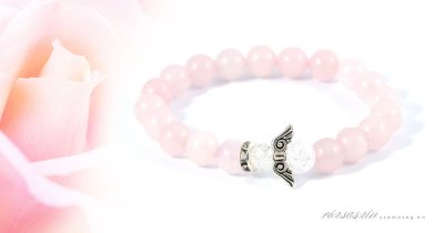 angyali rózsakvarc ásvány karkötő