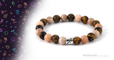 Nyilas ásvány karkötő holdkő tigrisszem ásványokból | rozsaszinszemuveg.hu