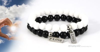 szerelmes érintés nemesacél ásványkarkötő szett