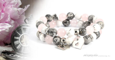 szeretetre hangolva nemesacél ásványkarkötő szett