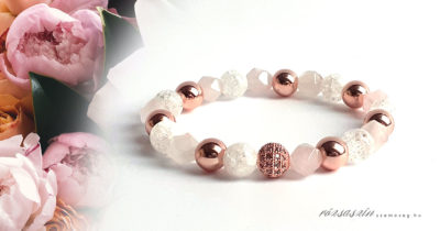 Rose gold napkelte ásvány karkötő | rozsaszinszemuveg.hu