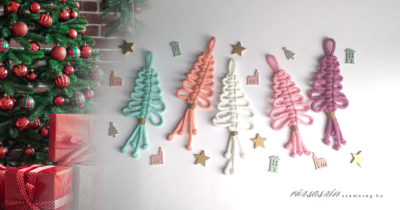makramé karácsonyfa pasztell szett